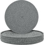 Round Placemats Set of 6 with Holder, Cotton Rope Woven Place Mats, Hot Pads for Kitchen, Heat Resistant Table Mats, 13 Inch Farmhouse Washable Braided Placemat for Kitchen Decor (Dark Gray)
