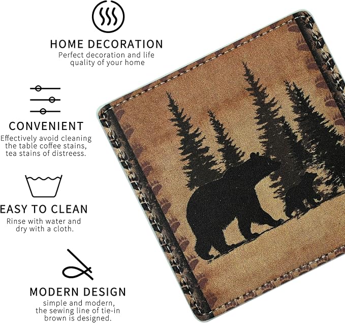 Marble Coasters Square Leather Drinks Coaster Set - Image 3