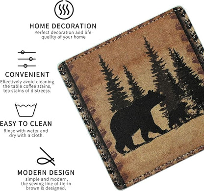 Marble Coasters Square Leather Drinks Coaster Set - Image 3