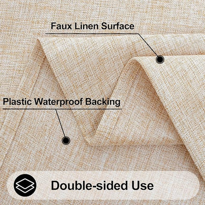 Smiry Rectangle Faux Champagne Table Cloth, Waterproof Burlap Fabric Tablecloth, Washable Decorative Farmhouse Table Covers for Kitchen, Dining, Parties, 60x120, Champagne