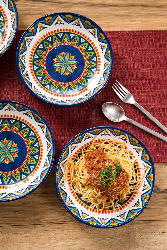 Bico Havana Pasta Bowls, 35oz Salad Bowl Set of 4, Large Ceramic Serving Dinner - Image 4