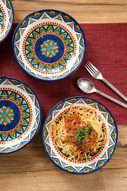 Bico Havana Pasta Bowls, 35oz Salad Bowl Set of 4, Large Ceramic Serving Dinner - Image 4