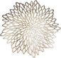 Snowkingdom 6 Pack Gold Placemats Metallic Pressed Vinyl Round Leaf Plastic Dinning Table Place Mats Fancy Decorative for Wedding Christmas Thanksgiving Holiday Spring Outdoor