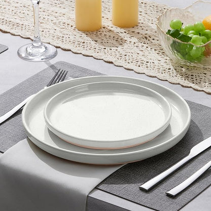 LIANYU Stoneware Dinner Plates Set of 6, 10.5 Inch Porcelain Dinner Plates for Kitchen, Large and Round Ceramic Salad Dishes Set, Oven, Microwave & Dishwasher Safe, Scratch Resistant, Three-color