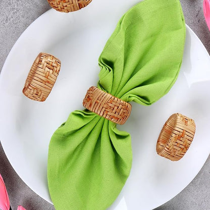12-Piece Hand Woven Napkin Ring - Farmhouse Rustic Serviette Holder for Dining, Easter, Birthday, Thanksgiving, Christmas & Party Décor - Fall Rustic Rings, Napkin Holder Buckles(Brown) - CLEENTABLE
