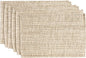 Sweet Home Collection 100% Cotton Placemats for Dining Room Rectangle Two Tone Woven Fabric 13" x 19" Soft Durable Table Mat Set, Set of 6, Eggshell