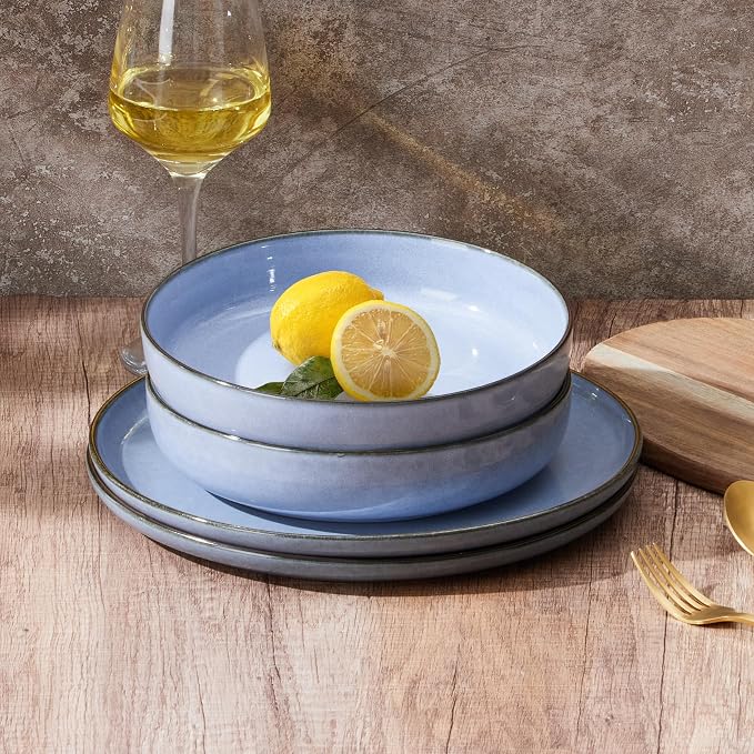 E-far Pasta Bowls Set of 4, 35oz Large Salad Bowls - Image 4