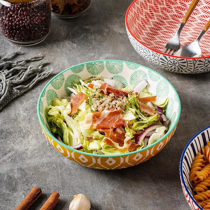 Selamica Ceramic 30 Ounce Large Pasta Bowls Set of 4, 8 inch Salad Bowl Wide - Image 3