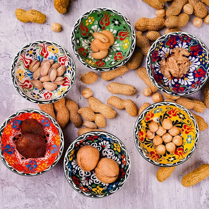 BCS Ceramic Pinch Bowls Set of 6, Small Bowls for Dipping - Cooking Prep & Charcuterie Board, Soy Sauce Dish, Multicolor Handmade Decorative Serving Dishes (3.2'' - 3 oz)