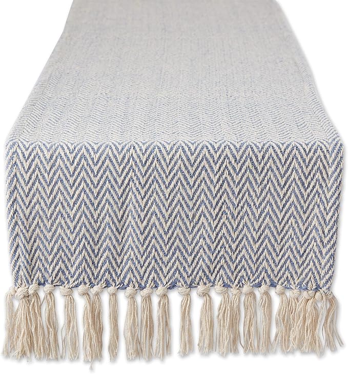 DII Woven Basic Tabletop Collection, Chevron Table Runner, Stone Blue by DII