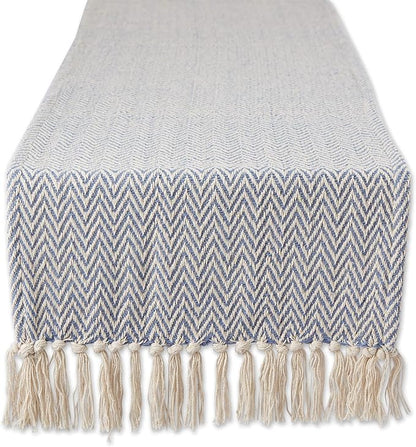 DII Woven Basic Tabletop Collection, Chevron Table Runner, Stone Blue by DII