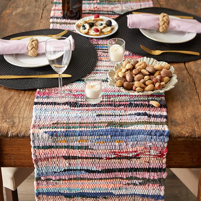 DII Handmade Chindi Tabletop, Reversible and Machine Washable, Table Runner - Image 6
