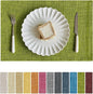 Softalker Faux Linen Placemats Set of 6-12 x 18 Inch, Heat Resistant Double Layered Durable Burlap Farmhouse Place Mats, Non-Slip Washable Rustic Table Mats for Dining, Kitchen, Party（Lime Green