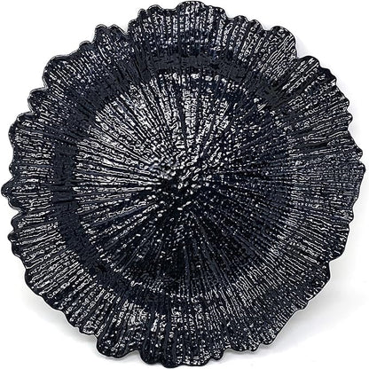 allgala 13-Inch 6-Pack Heavy Quality Round Charger Plates-Reef Black-HD80334