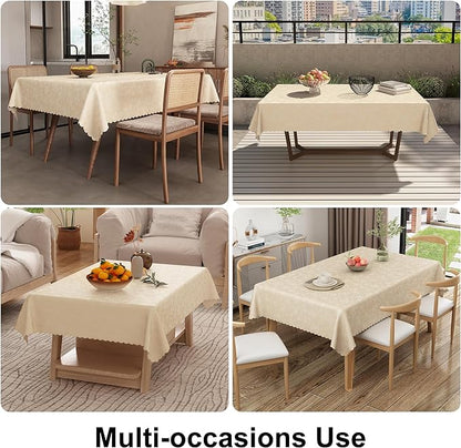 Smiry Rectangle Table Cloth, Waterproof Heavy Duty Vinyl Tablecloths, Wipeable Washable Table Cover for Kitchen and Dining Room (Beige, 70" X 108")