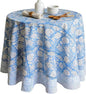 ATOSII Azora Blue 100% Cotton Round Tablecloth, Handblock Print Floral Table Cloth for Kitchen Dining Linen I Parties, Weddings, Outdoors I 72" Inches Round
