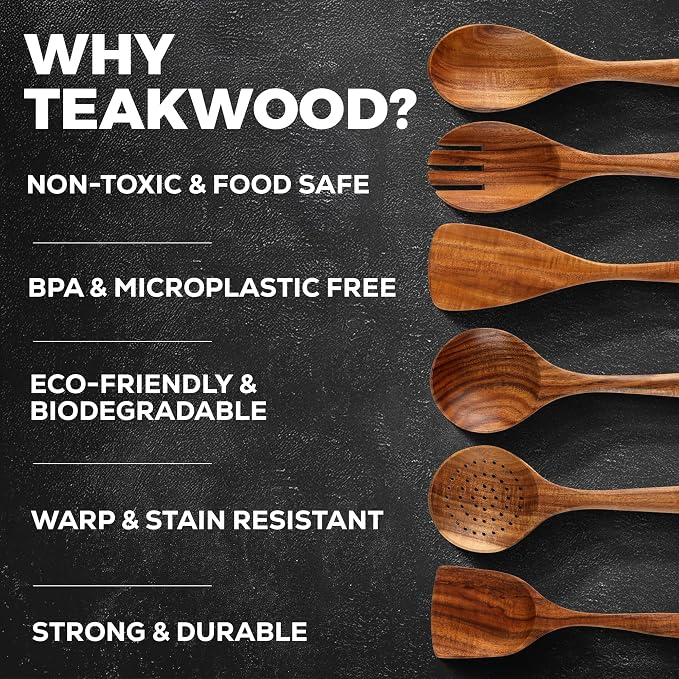 Zulay Kitchen 6 Piece Wooden Spoons - Image 4