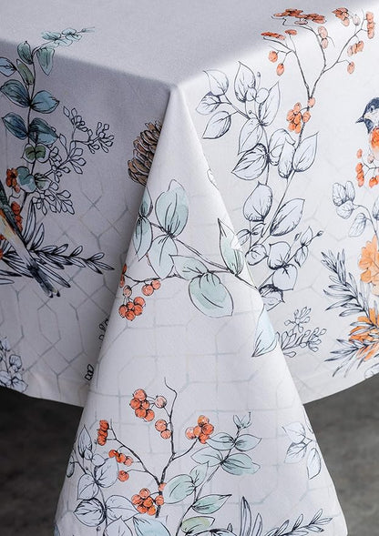 Maison d' Hermine Table Cloth Square Table 100% Cotton 54 x 54 Inches Fall Tablecloth Reusable Everyday Use for Thanksgiving Christmas Decorations Dining Farmhouse Party (Whitish Shabby Chique)