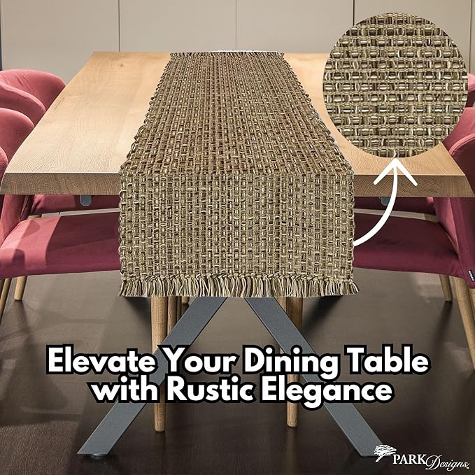 Park Designs Tweed Table Runner 13" x 36", Espresso | Hand-Loomed Yarn | Basket - Image 2