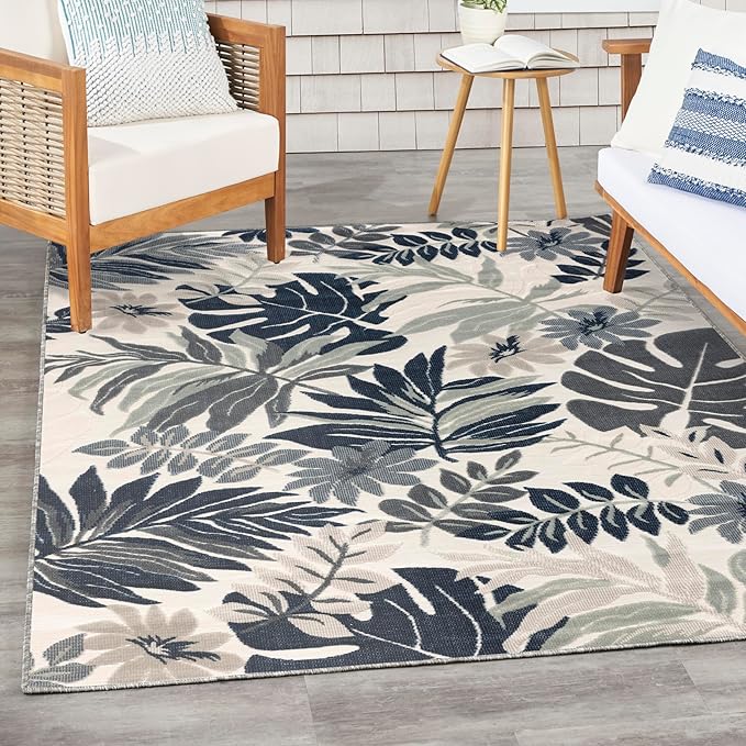 Nourison Home Suncoast Blue 5'3" x 7'3" Area Rug - Easy Clean, Non Shedding, Bed Room, Living Room, Dining Room, Kitchen (5' x 7')
