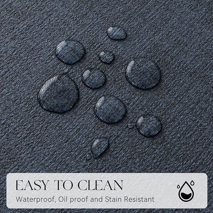 MOSAYT Faux Leather Placemats Set of 6, Heat Resistant Wipeable Washable Vinyl Place Mats with Coasters, Waterproof Oil Proof Table Mats for Kitchen Dining Party Outdoor, 12" x 17", Navy Blue