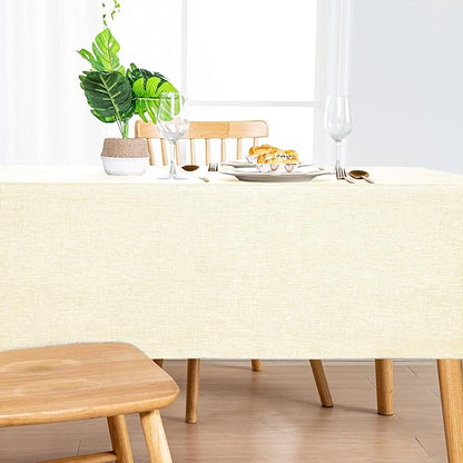 Hiasan 2 Pack Faux Linen Rectangle Tablecloth - Wrinkle and Stain Resistant Washable Table Cloth for Kitchen Dining Room Holiday Table Cover for Party Dinner, Champagne, 54 x 120 Inch