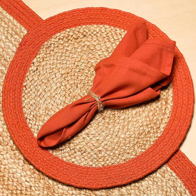 Round Verona Woven Jute & Cotton Placemat, 14 Inch, Natural Jute - Image 5