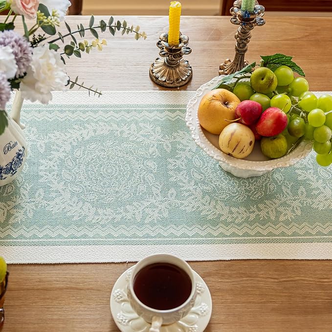 14x72 Medallion Table Runner Waterproof Rustic Farmhouse Macrame | Tired of a - Image 5
