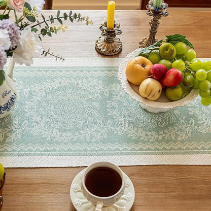 14x72 Medallion Table Runner Waterproof Rustic Farmhouse Macrame | Tired of a - Image 5