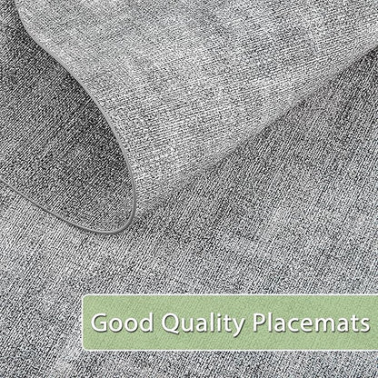 Placemats for Dining Table Set of 8 Non-Slip, Heat Resistant Leather Placemat Double Layer, Waterproof Table Mats Easy to Clean for Kitchen Dining Room Coffee Office Table, Grey