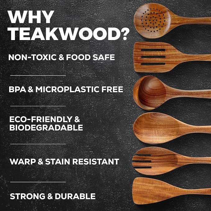 Zulay Kitchen Extra-Large 6-Piece Wooden Spoon Set - Image 4