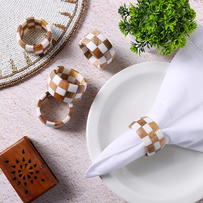 Resin & Wood Napkin Rings, epoxy resin & natural wood, moisture-resistant - Image 3