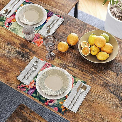 Placemats Set of 6 Tropical Parrot Forest Place Mats Washable Kitchen Dining Linen Table Mats Stain Heat, for Home Party Indoor 12x18 in