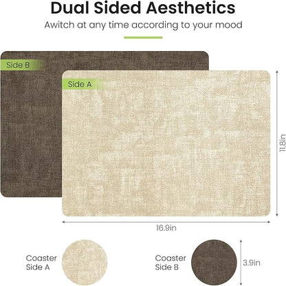 Fyvva Placemats Set of 4 Wipeable Reversible Faux Leather - Image 2