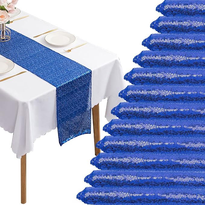12 Packs 12 X 108 Inch Sequin Table Runner Glitter Dining Table Runner by Fivenl