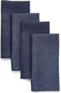 Solino Home Linen Cloth Napkins Set of 4-100% Pure Linen Chambray Navy Dinner Napkins 20 x 20 Inch for Winter, Spring - Athena, Handcrafted and Machine Washable