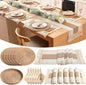 6 Sets Boho Decoration Placemats Round Woven Placemats, Cloth Napkins, Wood by Gandeer