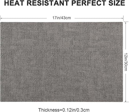 Leather Heat Resistant Placemats Set of 6 Waterproof Wipeable Washable PU Table Mats,Easy to Clean Anti-Slip Place Mats (Smokey Grey, 6)