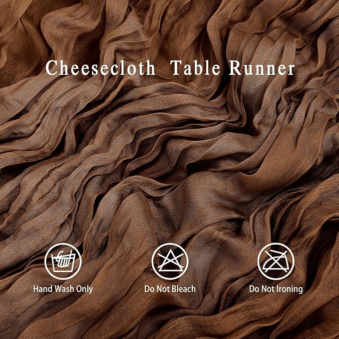 8 Pack Brown Cheesecloth Table Runner 17x108 inch Boho Gauze Cheese Cloth Table - Image 4