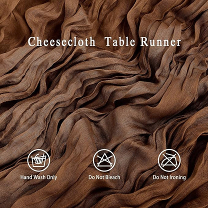 8 Pack Brown Cheesecloth Table Runner 17x108 inch Boho Gauze Cheese Cloth Table - Image 4