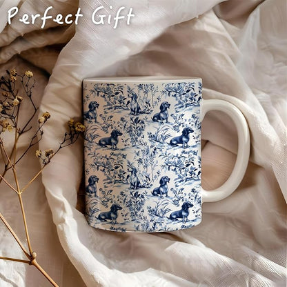 Chinoiserie Dachshund Mug, Grandmillennial Sausage Weiner Dog Coffee Tea Mug - Image 5