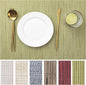 LEXMORE Placemats Set of 12 Vinyl/Plastic Woven Place Mats for Kitchen Table Indoor/Outdoor Washable Placemat Wipeable Dining Table Mats(Pea Green)