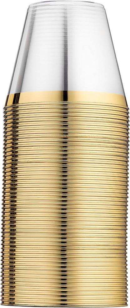 Munfix 100 9 Oz Clear Plastic Cups, Old Fashioned Tumblers, Fancy Disposable - Image 6