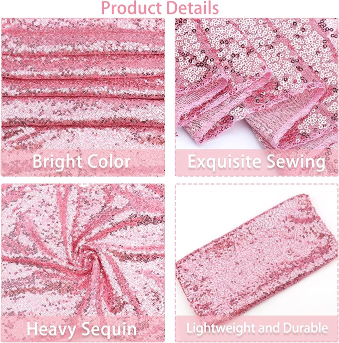 12 Packs 12 X 72 Inch Pink Sequin Table Runner Glitter Dining Table Runner - Image 4