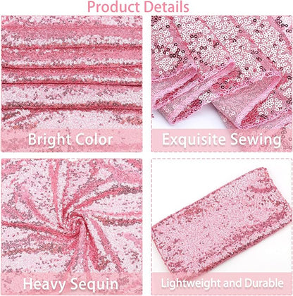 12 Packs 12 X 108 Inch Pink Sequin Table Runner Glitter Dining Table Runner - Image 4