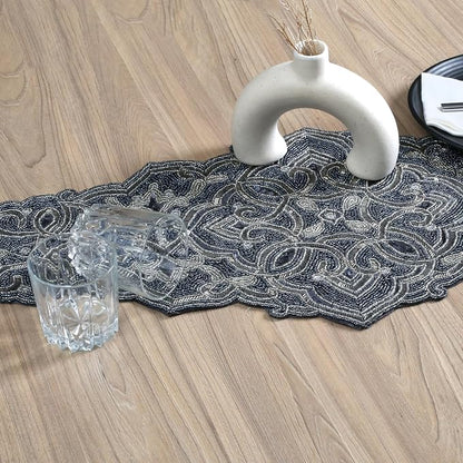 Beaded Table Runner 13 x 36 Inch, Handmade Glass Bead Table Runner - Image 3