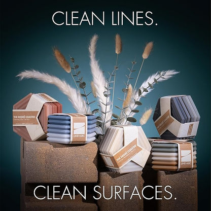 LINE+ARC Extra Thick Silicone Coasters (As Seen in NYTimes WireCutter) Waterproof Anti-Stain Heat-Safe Dishwasher-Safe Degrē Coasters (Set of 6, Smoke) Outdoor Rubber Mid-Century Modern