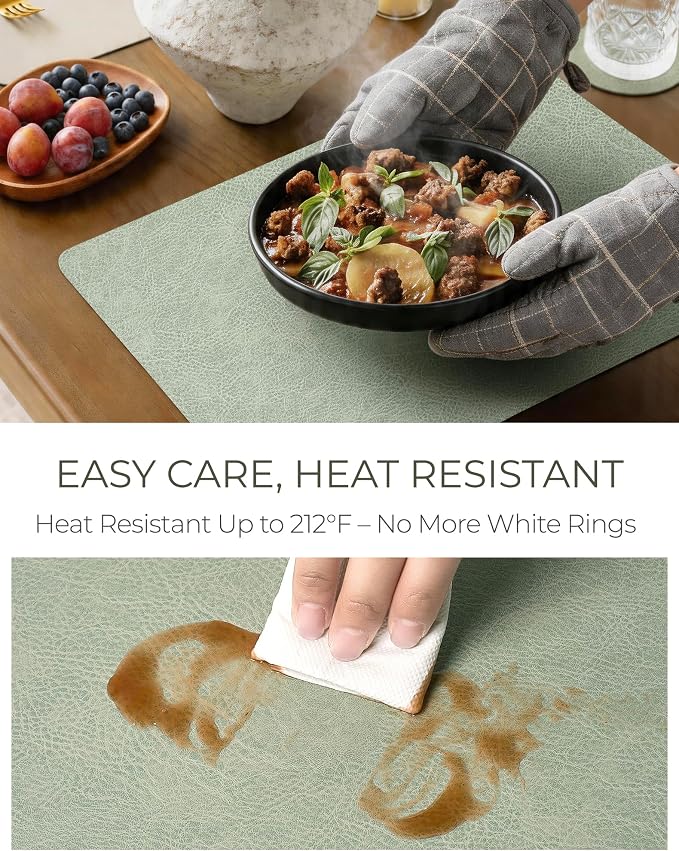 Leetaltree Reversible Faux Leather Placemats and Coasters Set of 16, 12x17 Inch - Image 5