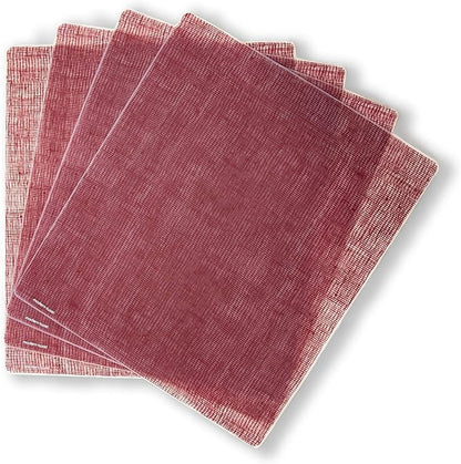 modern-twist 14 x 16 Silicone Placemat, BPA, PVC-Free Table Mat, Dishwasher Safe, Linen Print in Cranberry, Pack of 1
