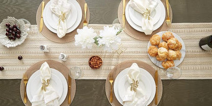 DII Farmhouse Braided Stripe Table Runner Collection, Vintage Linen - Image 7